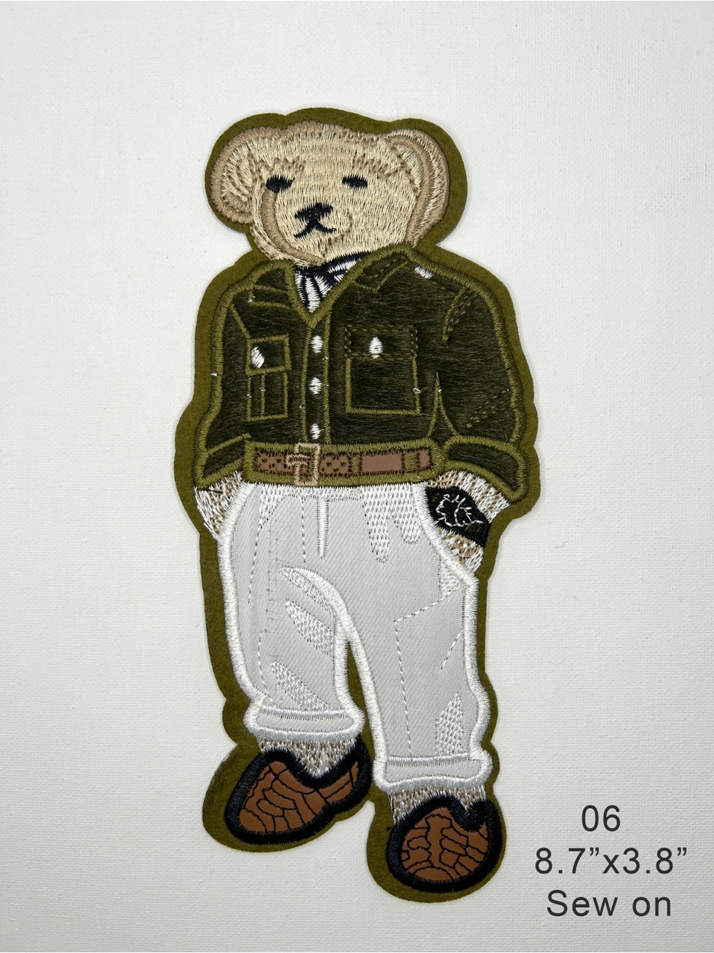 Ralph Lauren Olive & White Bear Sew-On Patch